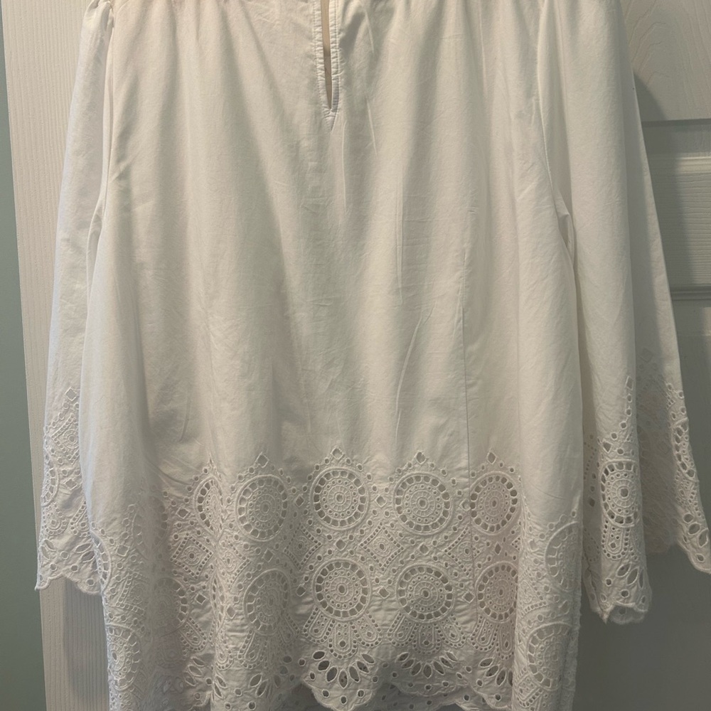 Talbots White Blouse with Lace Detail XL New without tag